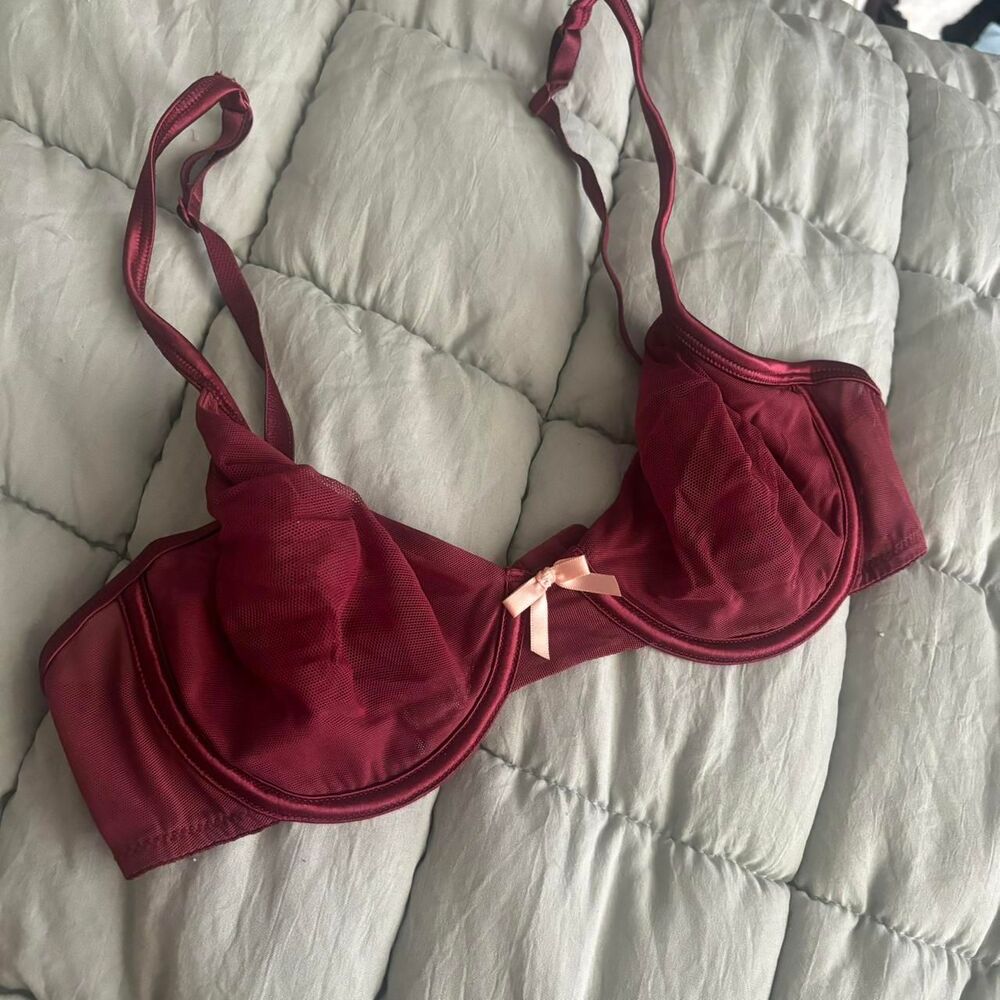 Victoria Secret Mesh Burgundy Bra 36B